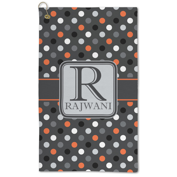 Custom Gray Dots Microfiber Golf Towel - Large (Personalized)