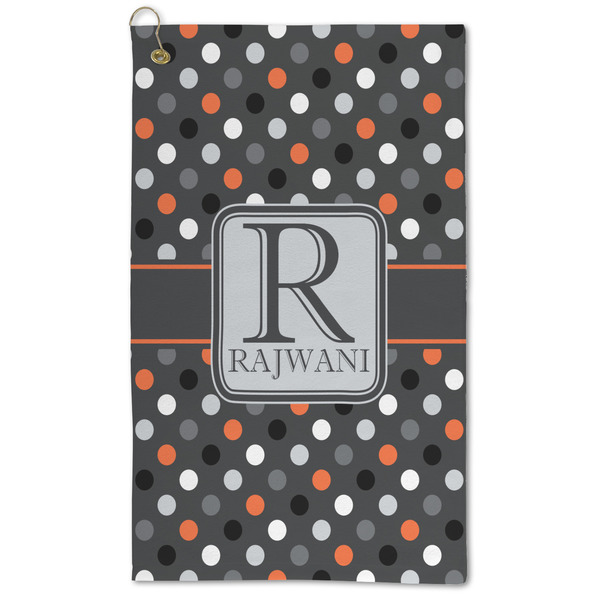 Custom Gray Dots Microfiber Golf Towel (Personalized)