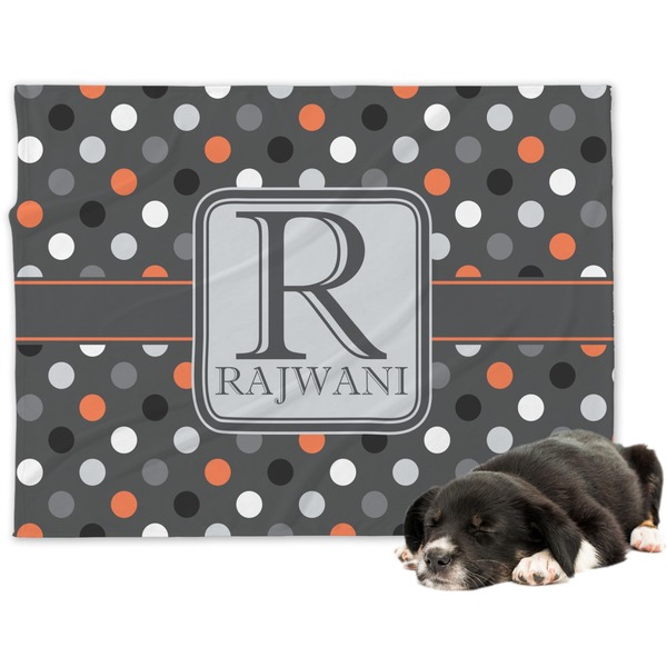 Custom Gray Dots Dog Blanket - Regular (Personalized)