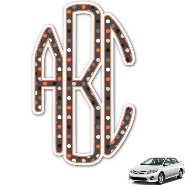 Custom Gray Dots Monogram Car Decal (Personalized)