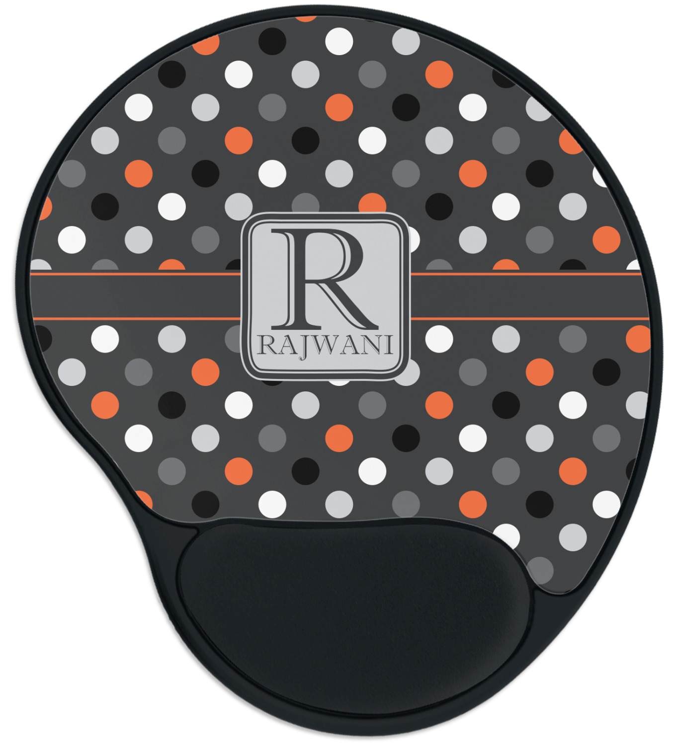 Custom Gray Dots Mouse Pad with Wrist Support YouCustomizeIt