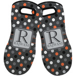 Gray Dots Neoprene Oven Mitts - Set of 2 w/ Name and Initial