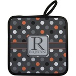 Gray Dots Pot Holder w/ Name and Initial
