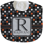 Gray Dots Velour Baby Bib w/ Name and Initial