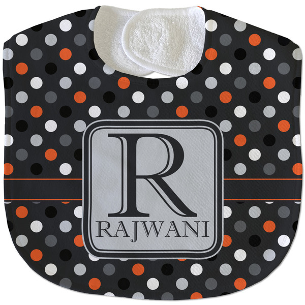 Gray Dots New Baby Bib - Closed and Folded