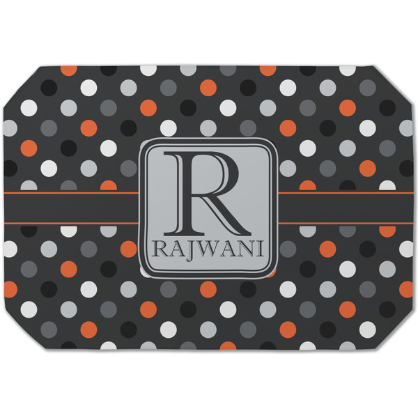 Custom Gray Dots Dining Table Mat - Octagon (Single-Sided) w/ Name and Initial