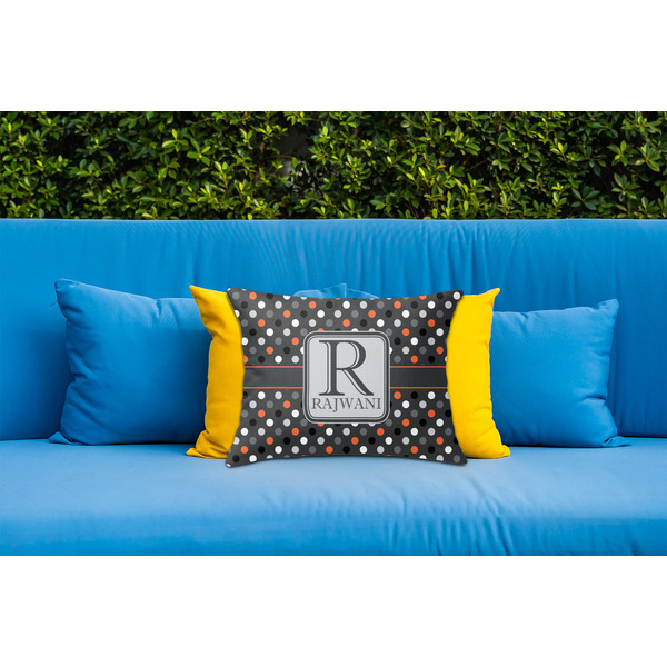 Gray Dots Outdoor Throw Pillow  - LIFESTYLE (Rectangular - 20x14)