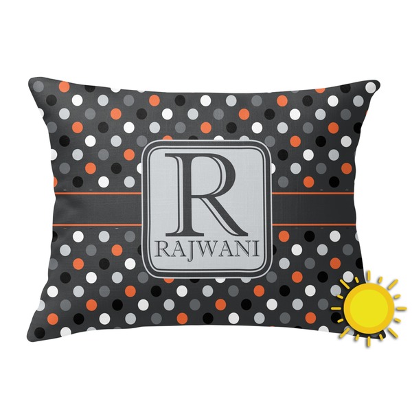 Custom Gray Dots Outdoor Throw Pillow (Rectangular) (Personalized)