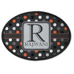 Gray Dots Iron On Oval Patch w/ Name and Initial
