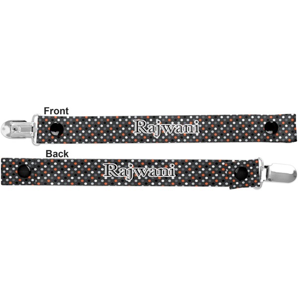 Gray Dots Pacifier Clip - Front and Back