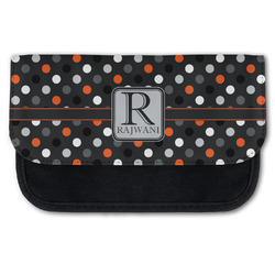Gray Dots Canvas Pencil Case w/ Name and Initial