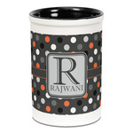 Gray Dots Ceramic Pencil Holders - Black