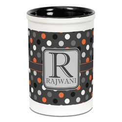 Gray Dots Ceramic Pencil Holders - Black