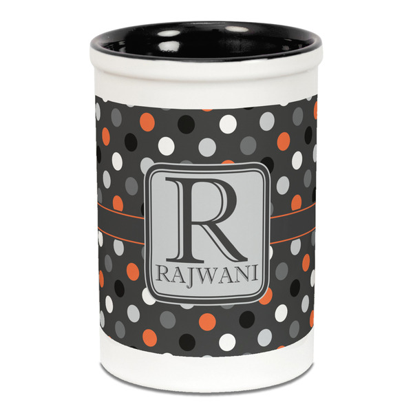 Gray Dots Pencil Holder - Black