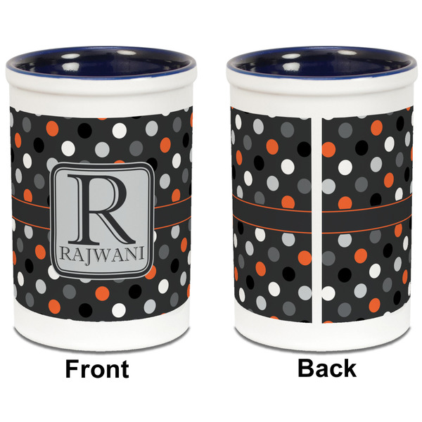 Gray Dots Pencil Holder - Blue - approval