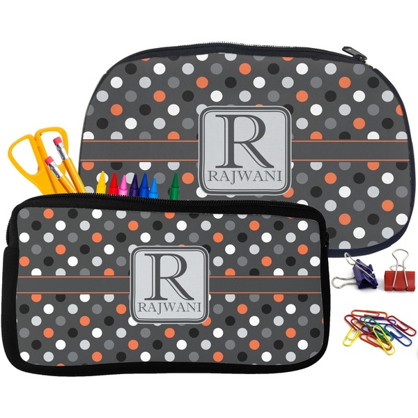 Gray Dots Pencil / School Supplies Bags Small and Medium