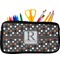 Gray Dots Neoprene Pencil Case - Small w/ Name and Initial