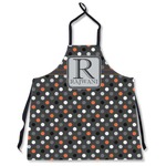 Gray Dots Apron Without Pockets w/ Name and Initial
