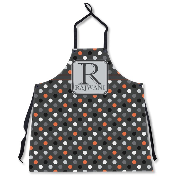 Custom Gray Dots Apron Without Pockets w/ Name and Initial