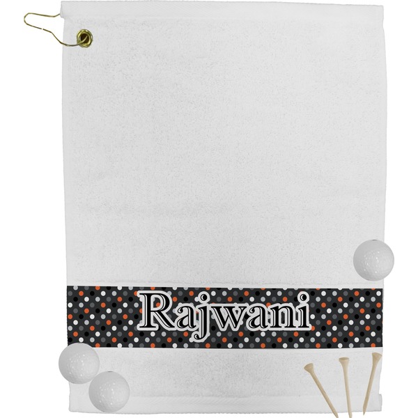 Custom Gray Dots Golf Bag Towel (Personalized)