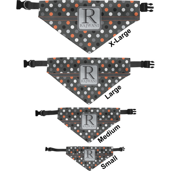 Gray Dots Pet Bandana Sizes