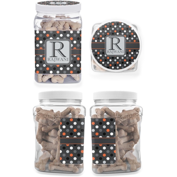Gray Dots Pet Treat Jar - Multiple Angles