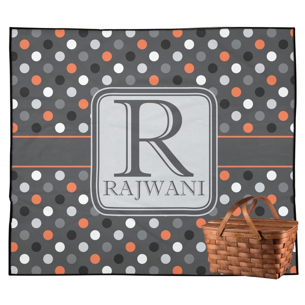 Custom Gray Dots Outdoor Picnic Blanket (Personalized)