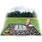 Gray Dots Picnic Blanket - with Basket Hat and Book - in Use