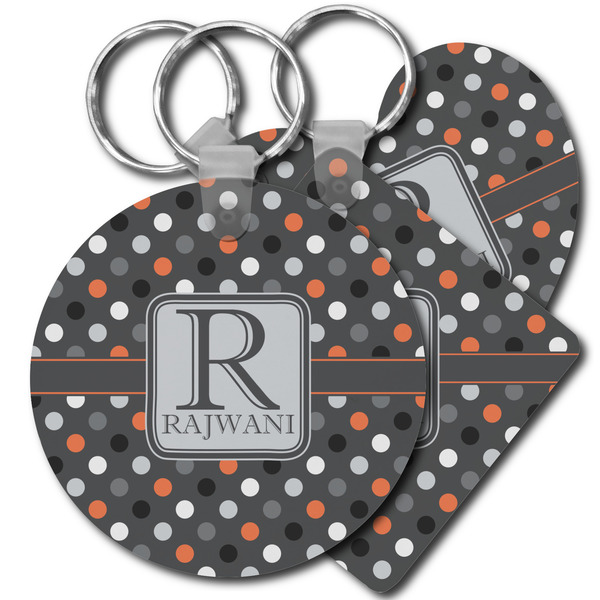 Custom Gray Dots Plastic Keychain (Personalized)