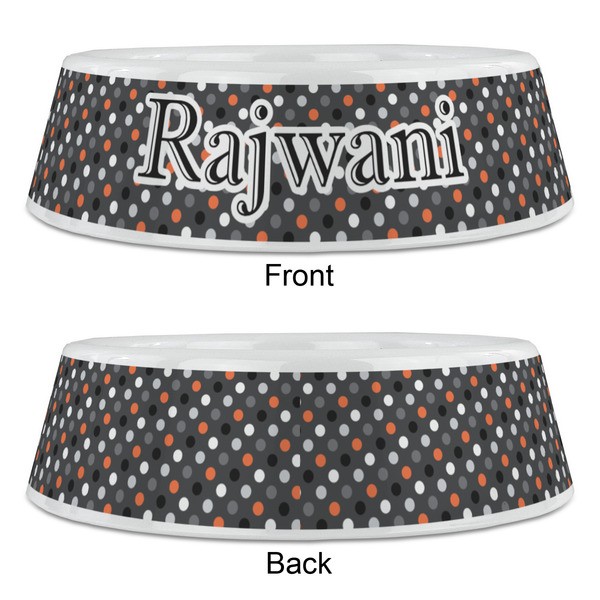 Gray Dots Plastic Pet Bowls - Large - APPROVAL