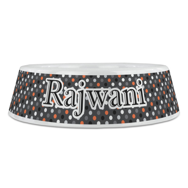 Gray Dots Plastic Pet Bowls - Large - FRONT