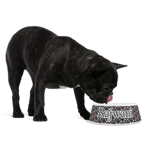 Gray Dots Plastic Pet Bowls - Medium - LIFESTYLE
