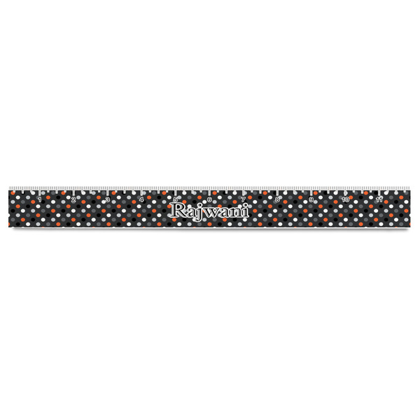 Gray Dots Plastic Ruler - 12" - FRONT