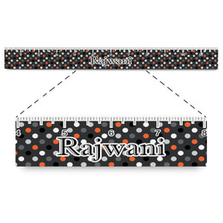 Gray Dots Plastic Ruler - 12" (Personalized)