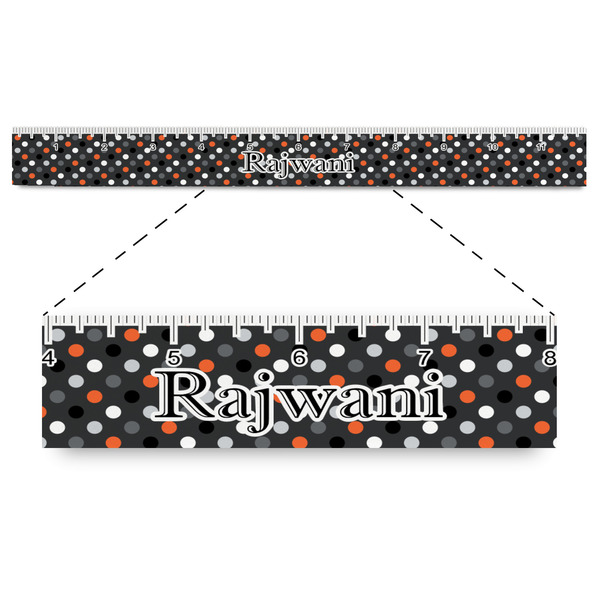 Custom Gray Dots Plastic Ruler - 12" (Personalized)