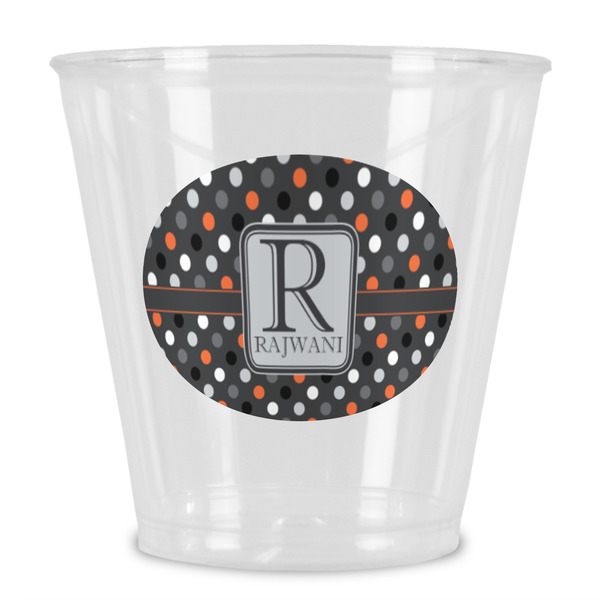 Custom Gray Dots Plastic Shot Glass (Personalized)