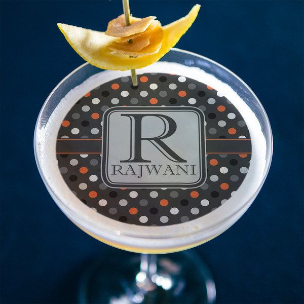Gray Dots Printed Drink Topper - Large - In Context