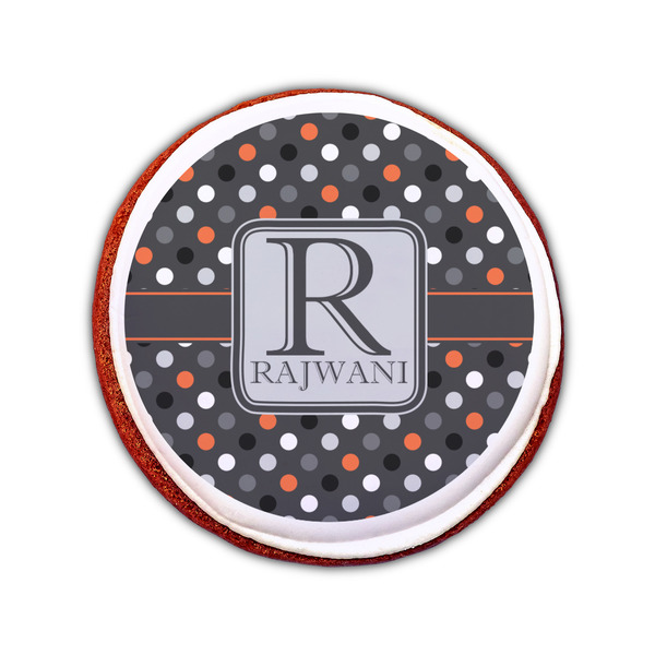 Gray Dots Printed Icing Circle - Small - On Cookie