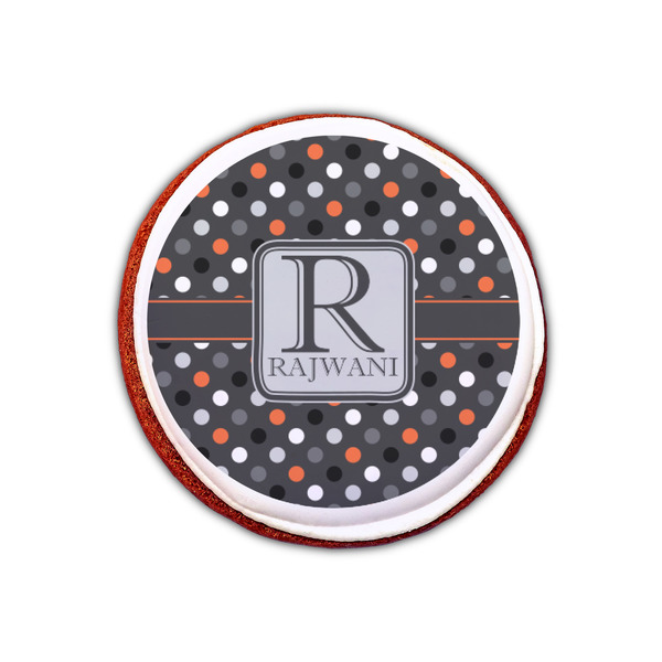 Gray Dots Printed Icing Circle - XSmall - On Cookie