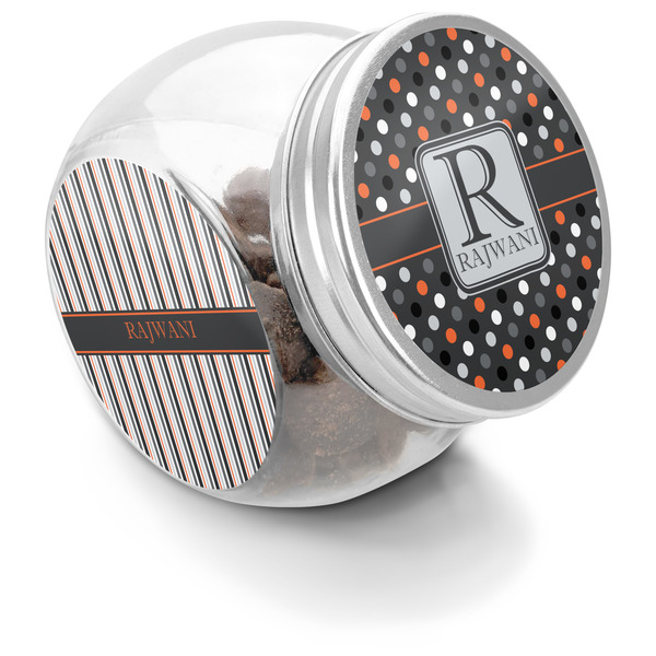 Custom Gray Dots Puppy Treat Jar (Personalized)