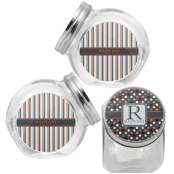 Gray Dots Puppy Treat Jar - Top Left Right