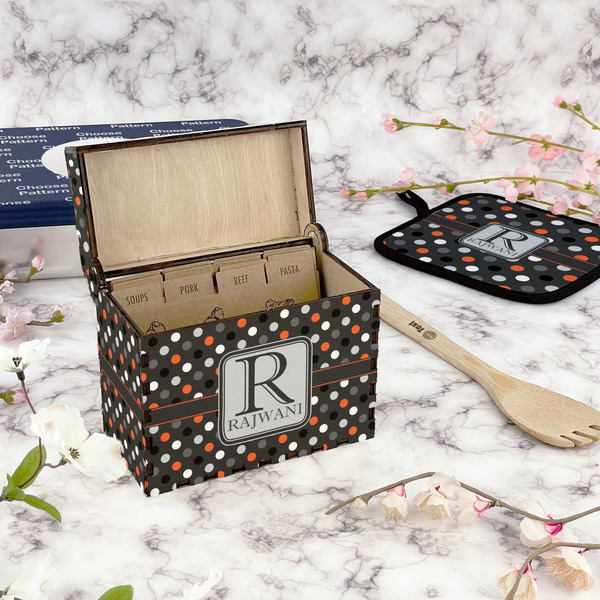 Gray Dots Recipe Box - Full Color - In Context