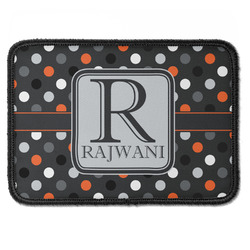 Gray Dots Iron On Rectangle Patch w/ Name and Initial