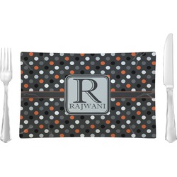 Gray Dots Glass Rectangular Lunch / Dinner Plate (Personalized)