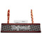 Gray Dots Red Mahogany Nameplates with Business Card Holder - Straight