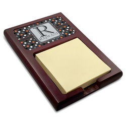 Gray Dots Red Mahogany Sticky Note Holder (Personalized)