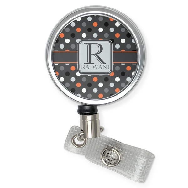 Custom Gray Dots Retractable Badge Reel (Personalized)