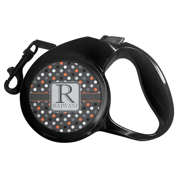Custom Gray Dots Retractable Dog Leash - Large (Personalized)