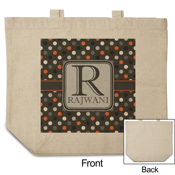 Gray Dots Reusable Cotton Grocery Bag - Front & Back View