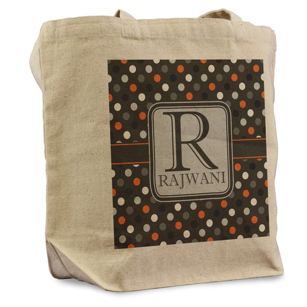 Custom Gray Dots Reusable Cotton Grocery Bag - Single (Personalized)